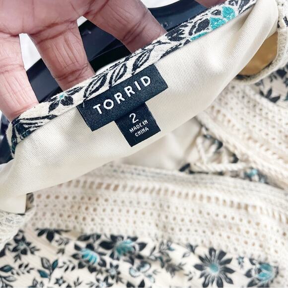 🆕 Torrid Women's Mini Gauze Floral Lace-Up V-neck Skater Dress Size 2X‎ - Picture 3 of 6